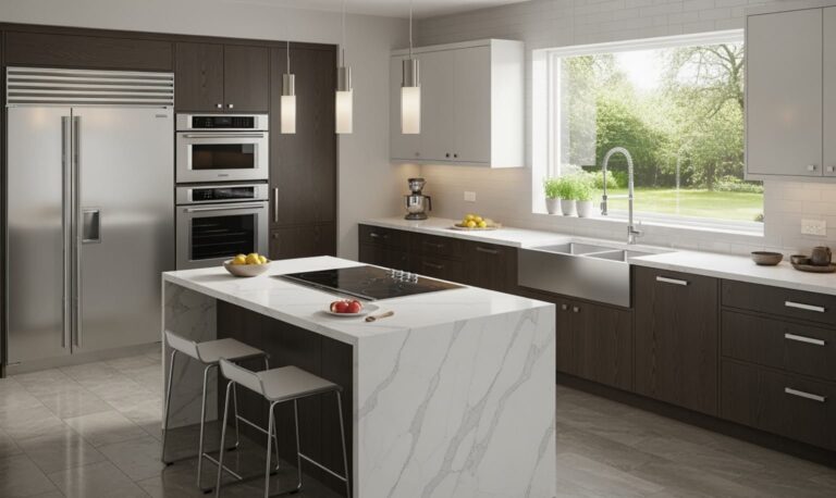 modern kitchen with stone look luxury vinyl tile flooring - kitchen luxury vinyl tile flooring stone look